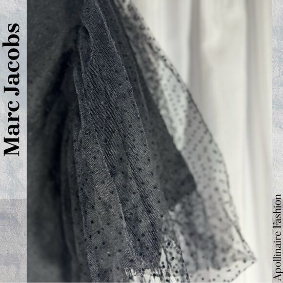 MARC JACOBS RUNWAY POLKA DOT LACE TOP SIZE 8 NEW IN BLACK ON BLACK - Picture 4 of 6